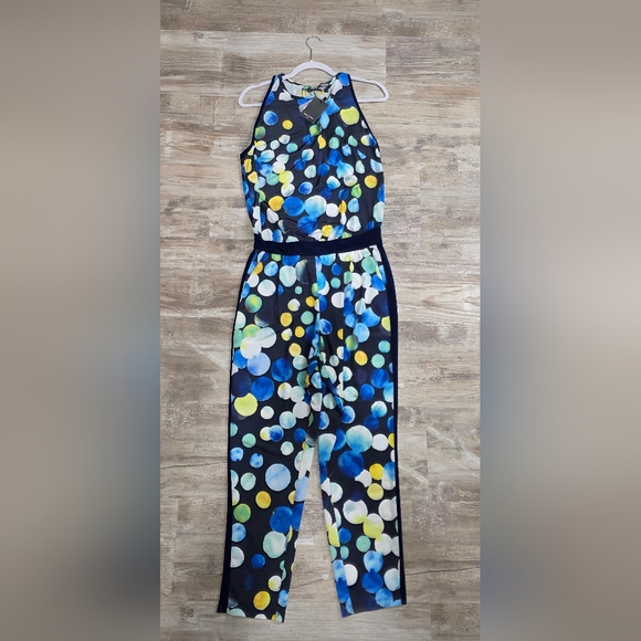 Pants - Rebecca Baldi Italy Polka Dot Colorful Sleeveless Jumpsuit Women's Size US 8